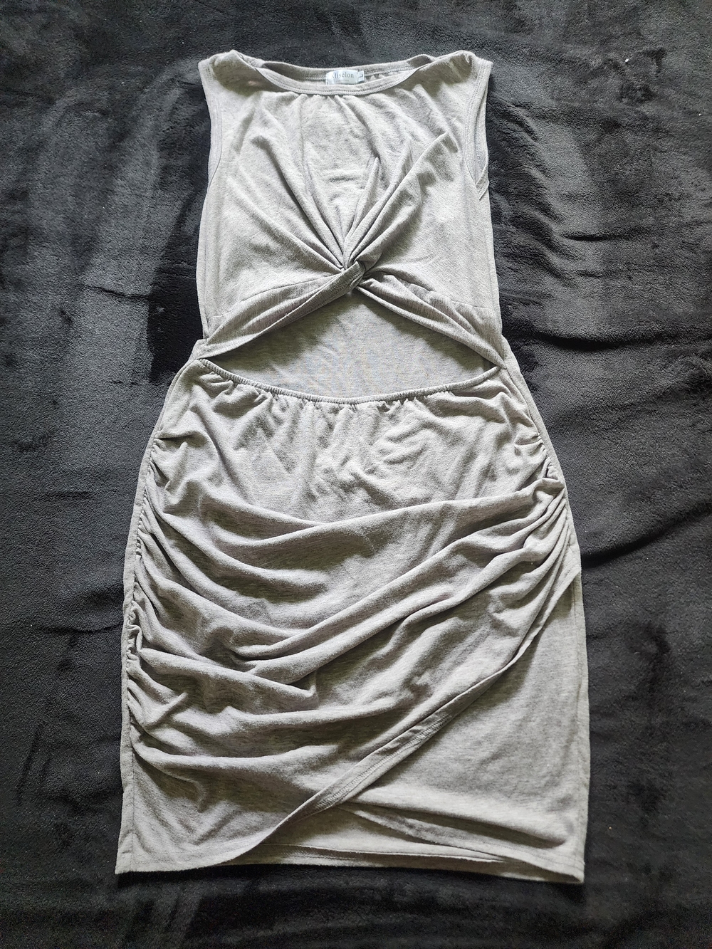 Sleeveless Twist Front Cutout Mini Dress - Light Gray